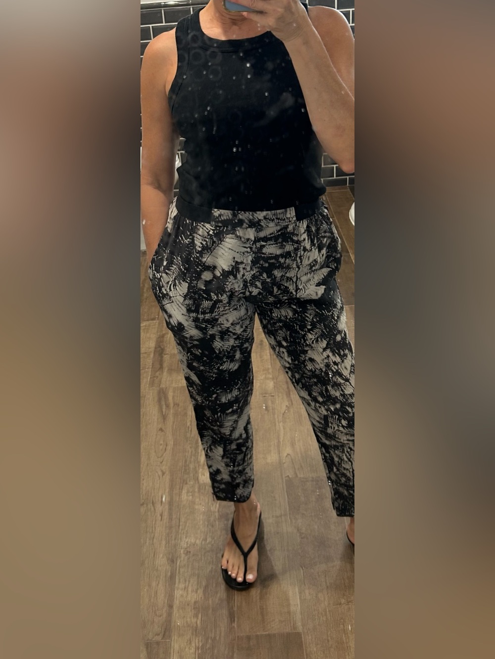 All Saints Black & Off-White  Cropped Tapered Pants